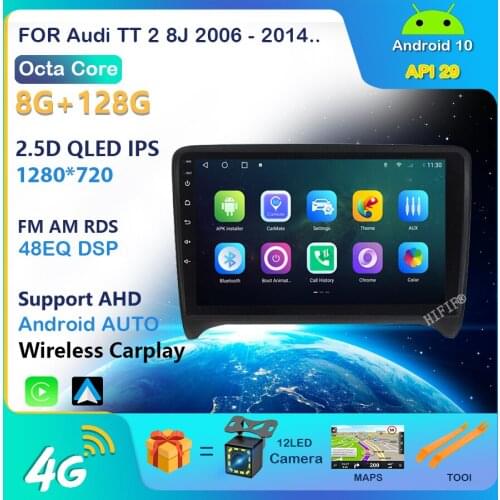 DSP IPS Carplay AUTO 8 core android 10.0 Car gps navigation multimedia player for Audi TT MK2 8J carplay WIFI bluetooth FM