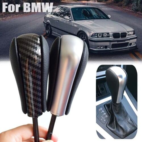 ABS Leather Automatic Gear Shift Knob Lever HandBall Carbon Fiber Car Styling For BMW E39 E46 E53 E60 E61 E63 E64 E83