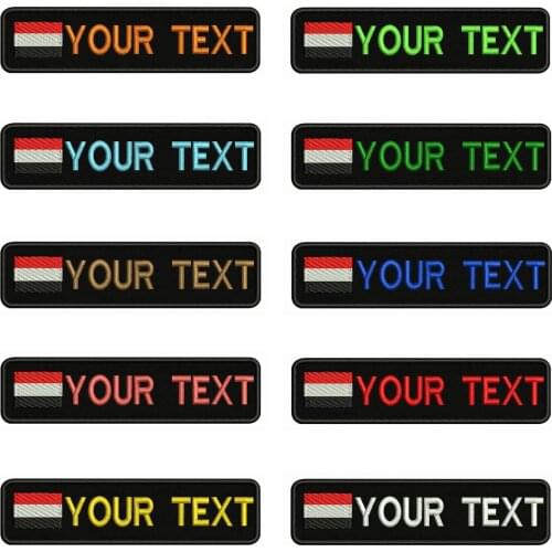 Yemen Flag 10X2.5cm Embroidery Custom Name Text Patch Stripes badge Iron On Or Velcro Backing Patches For Clothes Backpack Hat