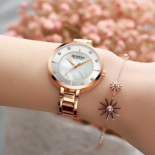 Curren Women Watches Luxury for Women Steel Lady Rose Gold Quartz Wrist watch relogio feminino Clock Crystal Rhinestone Watch