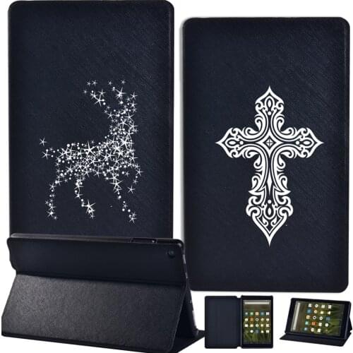 For Amazon Fire 7(5th/7th/9th) /HD8 (6/7/8th) /HD10(5/7/9th) Tablet Case PU Leather Stand Protective Shell+ Free Stylus