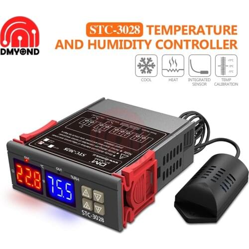 STC-3028 Digital Temperature Humidity Controller 24V Indoor Brewing Incubator Thermostat Humidistat Therometer Hygrometer