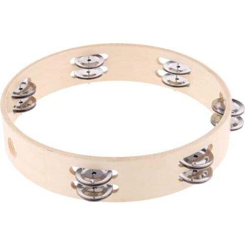 Wooden Tambourine Double Row For Baby Kids Early Music Educational Toy