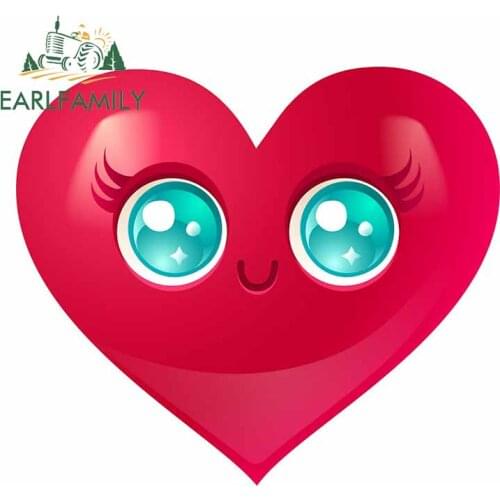 EARLFAMILY 13cm x 11.5cm for Cute Red Heart Anime Car Stickers Refrigerator Bumper Decal Laotop Windows VAN Trunk Vinyl Car Wrap