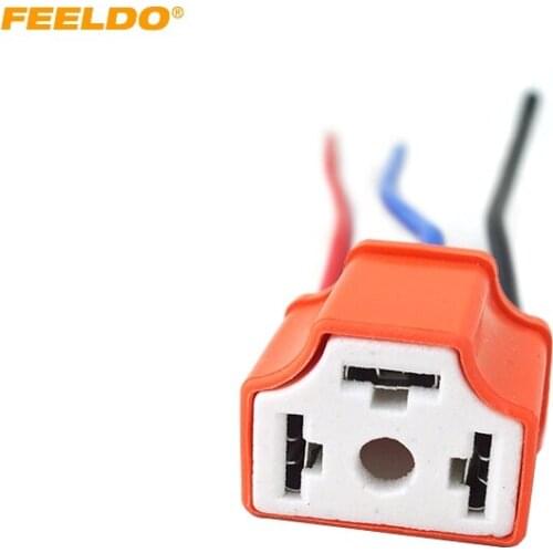 FEELDO 1Pc H4 Female Ceramic Headlight Connector Pigtail Plug Adapter Socket #FD-5464