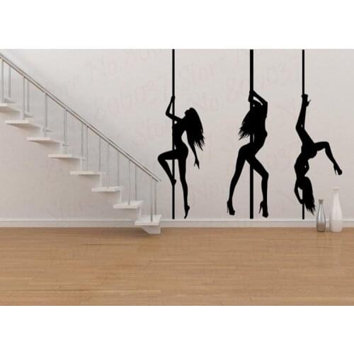 Mural Art Pole Dance Wallpaper Decal Wall Stickers Black Pvc DIY Sport Self-Adhesive Waterproof WL954