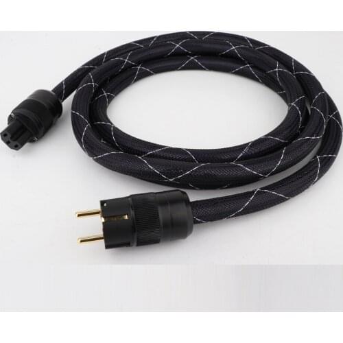 Hi-end 6N OFC EU Power Cable Hifi Audio Schuko Version Power Cord with Gold Plated EU power Connector