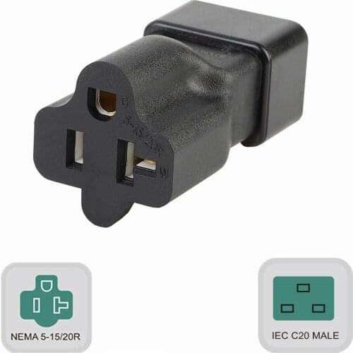 IEC320 C20 TO 5-15R Connector.IEC C20 to Nema 5-15/20R Comb Adapter,PS Plug to Nema 5-20R 20Amp AC Power Adapter, C20 TO 5-20R