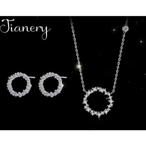 Korean New Bridal Jewelry Sets Fashion Cubic Zircon Circle Necklaces for Women Wedding Jewelry Bijoux