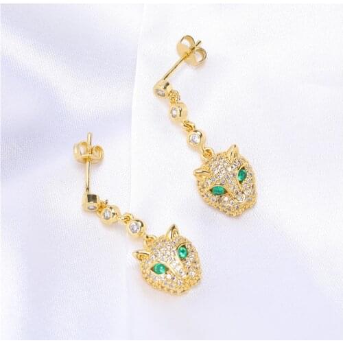 Leopard New Fashion Earrings Gold Color Rhinestone Earrings For Women Hanging Dangle Earrings Drop Earring Modern Female Jewelry