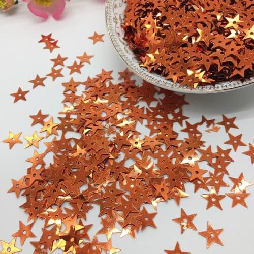 LNHOME 50g/lot 10mm Star Orange Sequins PVC Loose Flat Garment Accessories With Middle Hole Flakes