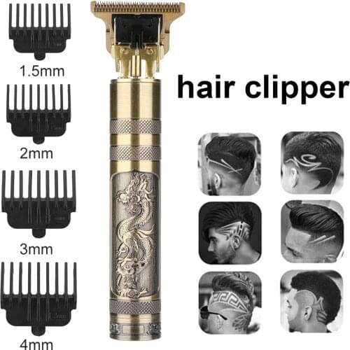 Professional Hair Cutting Machine T Type Barber Trimmer Shaver Beard 0mm Comb Dragon Buddha Style Clipper Cordless Razor