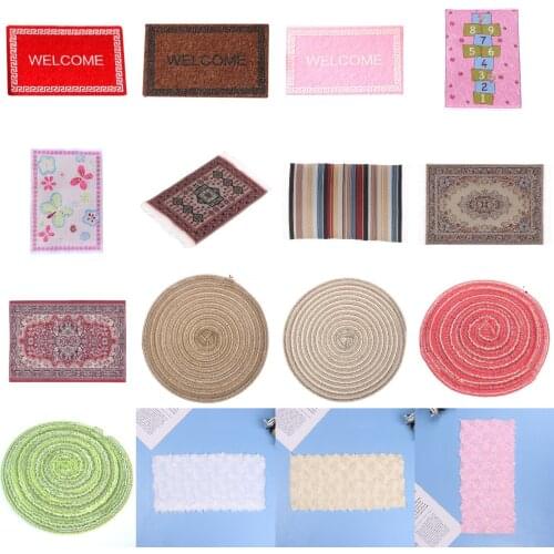 Cute Doll House Miniature Turkey Welcome Mat Front Door Woven Rug Floor Carpet Living Room Accessories Dolls Coverings For Kids