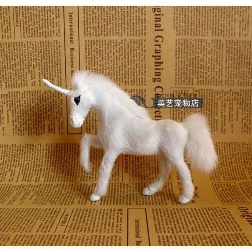 Simulation small unicorn 15x3x11cm toy model polyethylene&furs white unicorn model home decoration props ,model gift d048