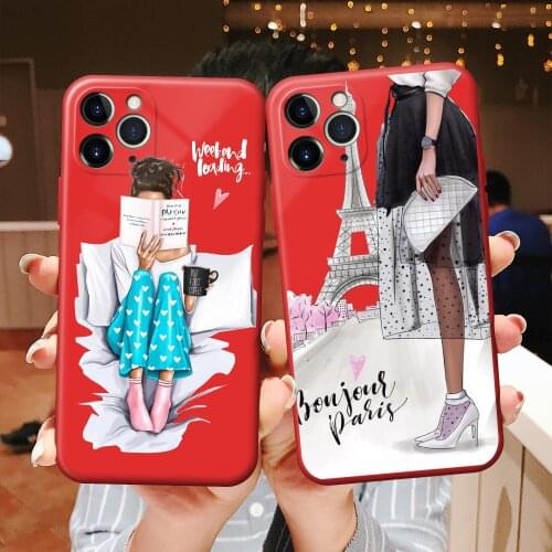 BigChen Fashion Woman Phone Case For iPhone 12 11 Pro X XR XS Max mini 6 6s 7 8 Plus SE 2020 Soft TPU Red Silicone Fundas Cover