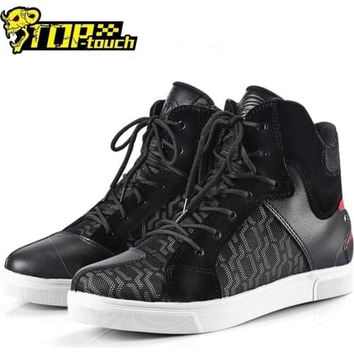 Men Motorcycle Boots Anti-Fall Moto Riding Boots Summer Breathable Motorbike Motorcycle Shoes Chopper Cruiser Touring Shoes