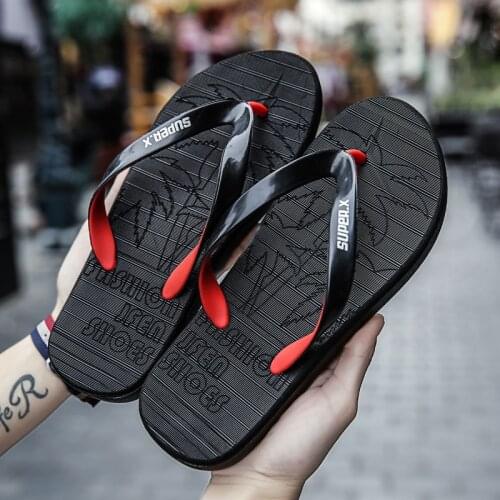 Mens Flip-Flops Summer EVA Non-Slip Outer Wear Fashionable Light Personality Sandals Youth Comfortable Slippers Beach Shoes