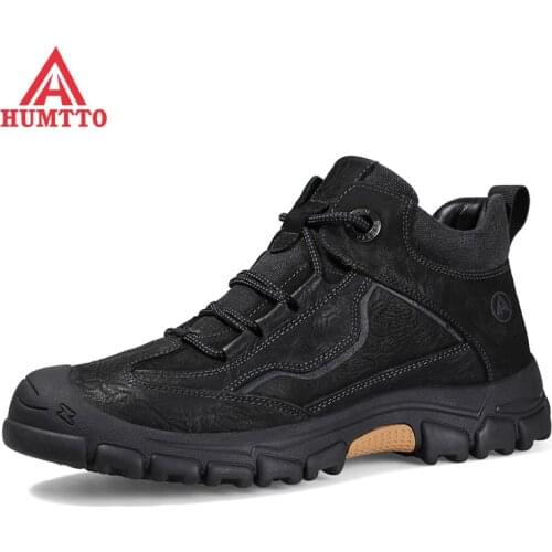 HUMTTO New Winter Hiking Boots for Men Male Genuine Leather Climbing Shoes Waterproof Trekking Boots Outdoor Breathable sneakers