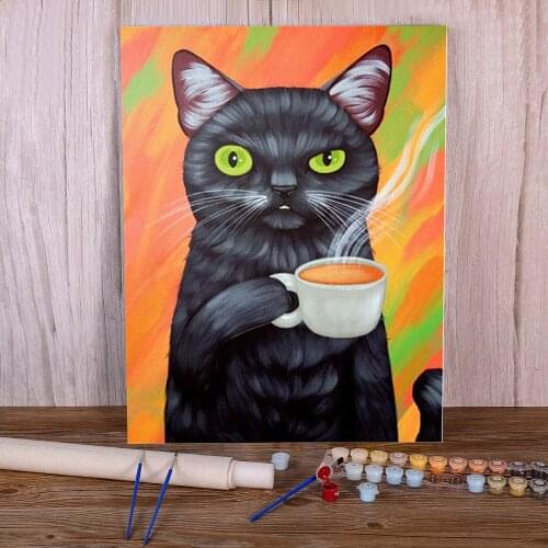 Animal Carton Cat Painting By Numbers Complete Kit Acrylic Paints 40*50 Paiting By Numbers New Design Children Handiwork