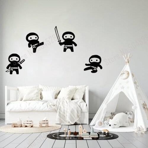 Ninja Wall Decal Samurai Wall Sticker Warrior Wall Decor Decals for Boys Nursery Baby Room Kids Boys Room Decor Art Design Z675