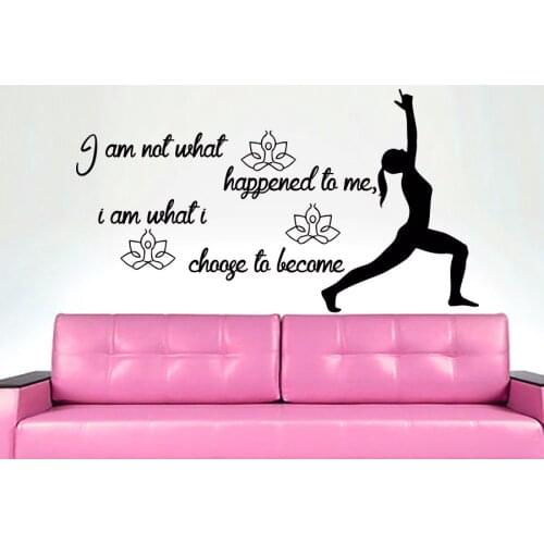 I Am Not What Happened To Me Quote Wall Sticker Yoga Symnast Silhouette Sofa Background Home Decor