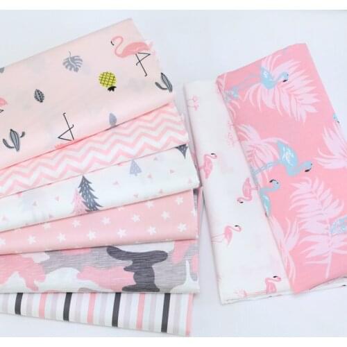 New Flamingo Printed 100% Cotton Fabric Meters for Patchwork Quilting Baby Cribs Cushions Blanket Sewing Material
