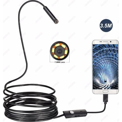 New 1M 2M 5M 7mm Lens USB Cable Mini Inspection Camera Snake Tube Waterproof Endoscope Borescope with 6 LED for Android Phone