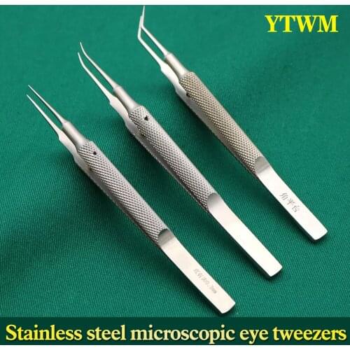 Ophthalmic Microscopy Tweezers Stainless Steel Round Handle Double Eyelid Surgery Tool Ophthalmic Fat Extraction Tweezers