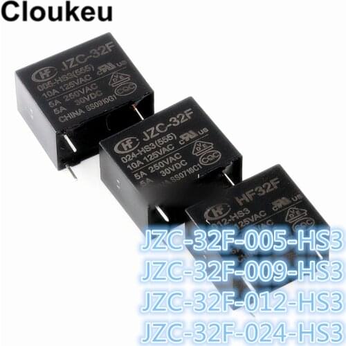 2Pcs Relay DIP4 HF32F- JZC-32F- 005 009 012 024 -HS3 5V 9V 12V 24V 5A
