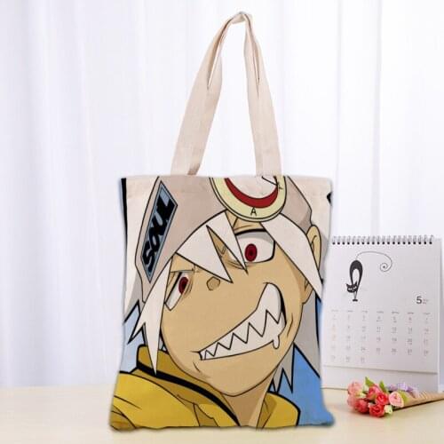 Soul Eater Dogs Tote Bag Handbag Shoulder Pouch Foldable Canvas Shopping Bags Reusable Women Canvas Shoulder Bag