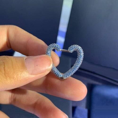 UMGODLY 1 Piece New Fashion Blue Mono Love Heart Earring Pave Zirconia for Women Yacht Club Series Jewelry Gift