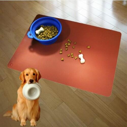 Waterproof Pet Mat For Dog Cat Solid Color Silicone Pet Food Pad Cushion Pet Bowl Drinking Mat Dog Feeding Placemat Easy Washing