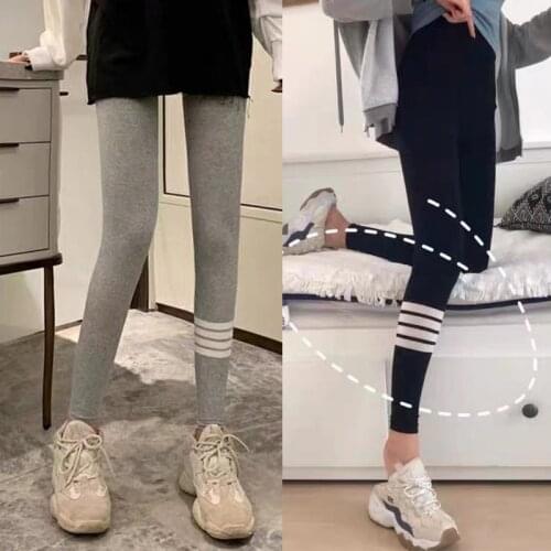 TB THOM Brand Women Legging Cotton High Waist Striped High Elasciticy Sport Yoga Wear Long Pants High Quality Korean Design