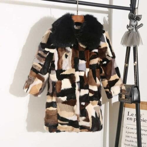 New Genuine real natural mink fur coat with fox fur collar womens long fashion multi-color warm winter jacket custom any size