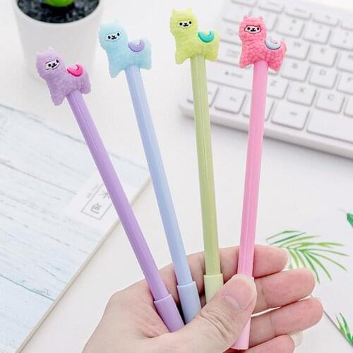 1 pcs Cartoon Cute Alpaca Gel Pen Escolar Papelaria Signature For Kids Stationery 0.38mm Writing School Kawaii Pens Gift St R9Y5
