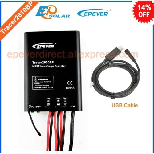 10A 10amp Tracer2610BP waterproof IP67 solar regulator with USB cable for PC connect high quality free shipping