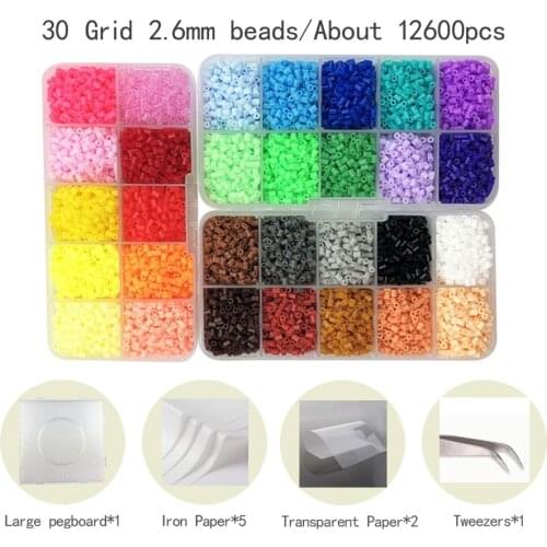 2.6mm 10-50colors Box packaging Hama Beads Kids Education Diy Perler Fuse Bead Jigsaw Puzzle 3D For Children abalorios
