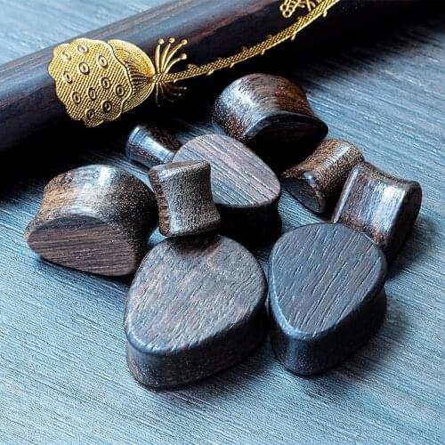2PCS Fashion Ear Plugs Wood Flesh Tunnels Saddle Ear Gauges Teardrop Body Piercing Jewelry For Men Women Expanders 8-25MM