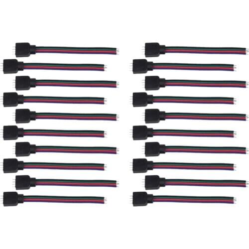 20Pcs LED Strip Connector,4 Pin Plug Male to Female Cable Connector Adapter for 5050/3528/3014 LED Strip Lights 10cm