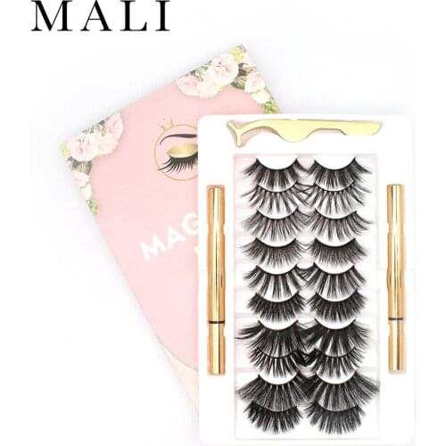 3D mink eyelashes glue-free eyeliner, natural short and fluffy slender false eyelashes set, eyeliner pen, tweezers, makeup tool