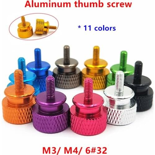 10pcs Aluminum screw M3 M4 6#32 Aluminum alloy Step thumb screw Computer case Hand Screw Knurled Thumb Screws