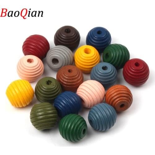 50Pcs/lot 12mm Natural Beehive Thread Round Ball Wooden Beads Spacer Loose Beads For Jewelry Making Pacifier Clip DIY