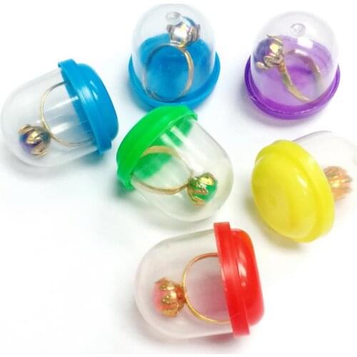 99 pcs 1" capsule filled with golden color big gem rings Brain Teaser Pinata Bag Filler Loot Toy vending Favors Birthday Party