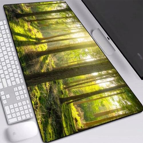Big Keyboards Mat Gaming Mouse Mat HD Forest Picture Printed Mouse Pad Green Eye Protection Size 30x80/40x90cm for Desktop Pads