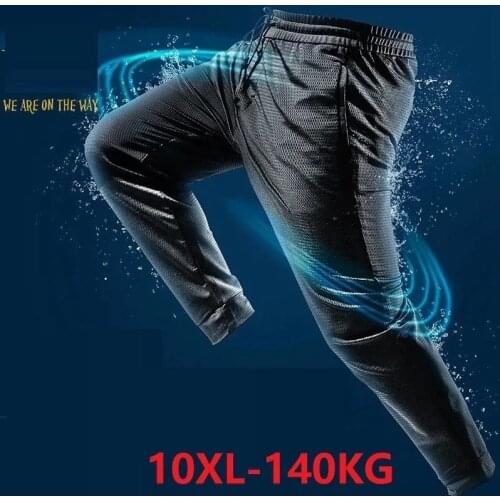 Summer men Breathable Ice silk pants big size 7XL 8XL 9XL 10XL pants big sales cheap home hole pants sports elasticity Trousers
