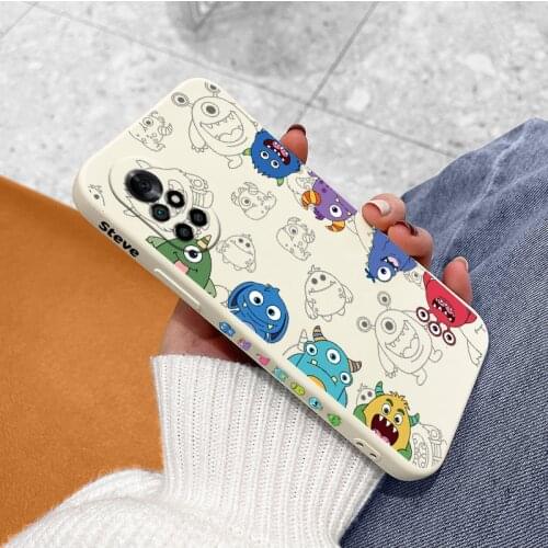 Little Monster Square Liquid Silicone Case For Huawei Nova 8 7 Pro SE 6 SE 5 Pro 5Z 5I 5Ipro 5T 4 4E Soft Phone Cover Case