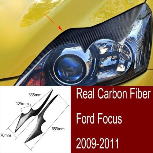 Carbon Fiber Headlight Cover Eyelid Eyebrow for 2009-2011 Ford Focus Type C