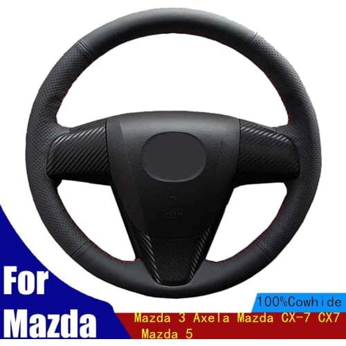 Car Steering Wheel Cover Customize For Steering Wheel For Mazda 3 Axela Mazda CX-7 CX7 Mazda 5 Genuine Leather Braid