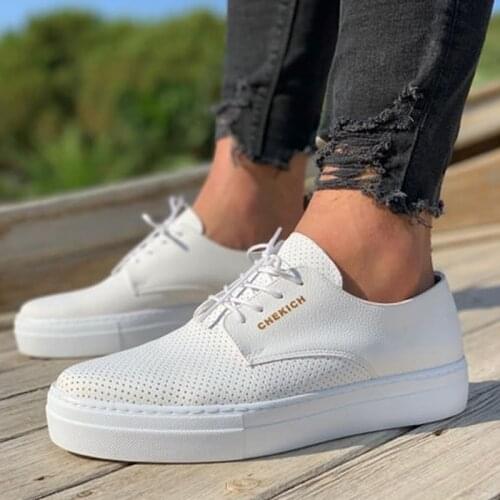 Chekich Womens & Mens Casual Shoes White Comfortable Flexible Fashion Artificial Leather Unisex Summer 2021 Wedding Office Classic Sneakers Orthopedic Walking Sport Lightweight Running Breathable Solid CH061 Women V6