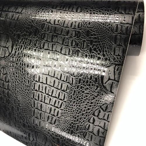 Premium Black Crocodile Skin Leather Pattern PVC Adhesive Vinyl Film Stickers For Auto Car Body Internal Decoration Vinyl Wrap